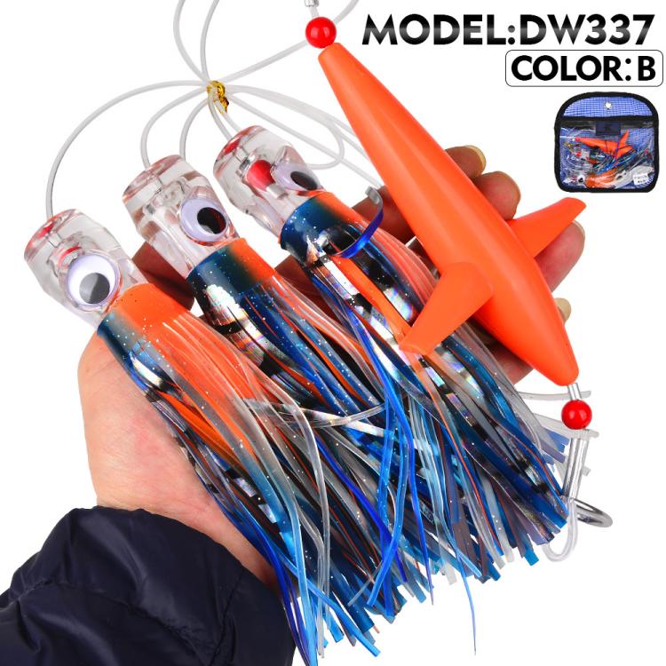 PROBEROS 6inch Saltwater Trolling Lure Rig Octopus Squid Skirt Lures with Spreader Bird & Weighted Lead Head Hook