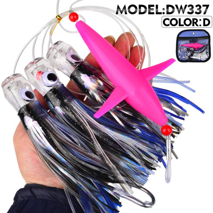 PROBEROS  9inch Saltwater Trolling Lure Rig Octopus Squid Skirt Lures with Spreader Bird & Weighted Lead Head Hook