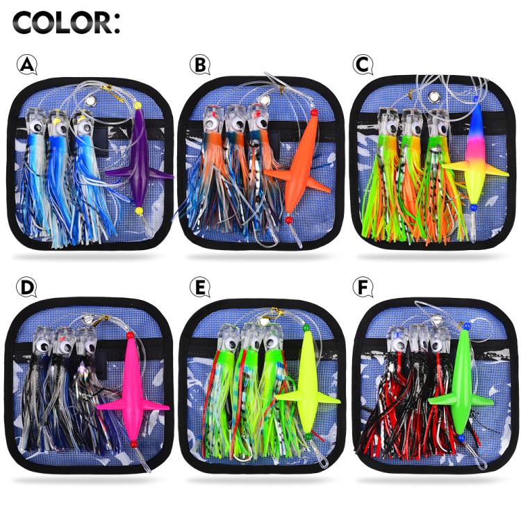 PROBEROS 6inch Saltwater Trolling Lure Rig Octopus Squid Skirt Lures with Spreader Bird & Weighted Lead Head Hook