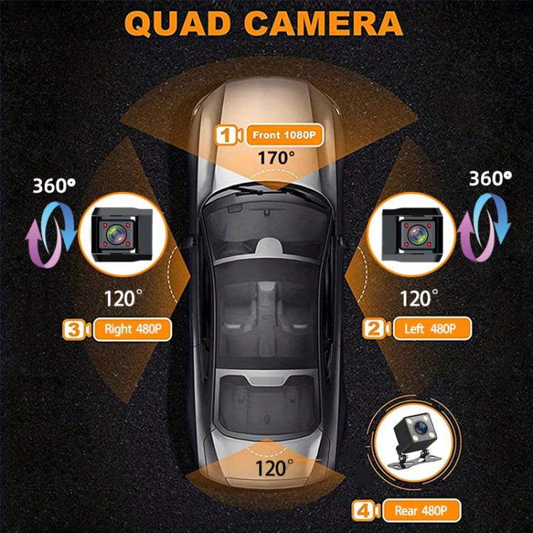 A32 Full HD 1080P Car Dash Camera Infrared Night Vision & Reverse Backup Camera, Spec: Front+Left+Right