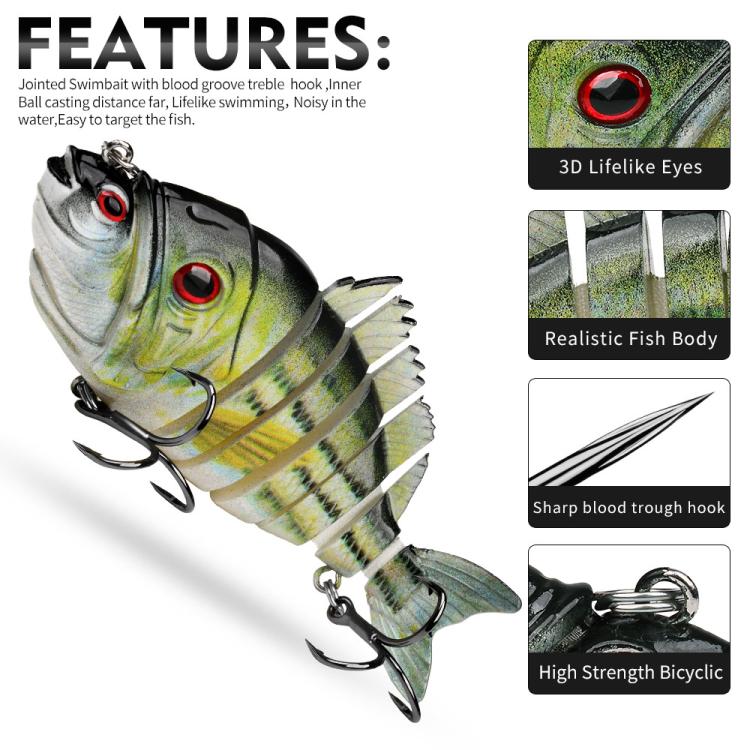 PROBEROS 7-Segment Jointed Swimbait Fishing Lures Hard Body Sinking Bait with Sharp Blood Groove Treble Hooks 4.25in 1.13oz