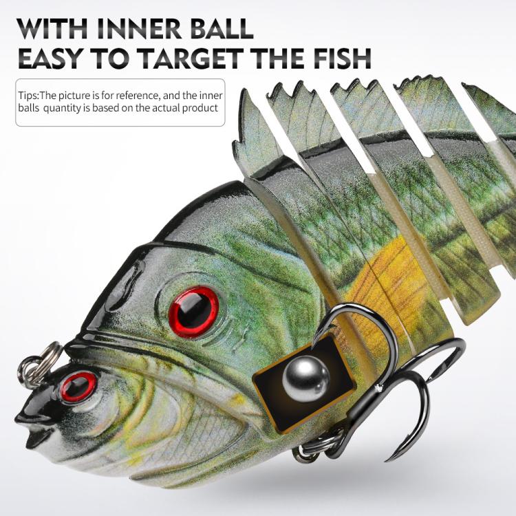 PROBEROS 7-Segment Jointed Swimbait Fishing Lures Hard Body Sinking Bait with Sharp Blood Groove Treble Hooks 4.25in 1.13oz