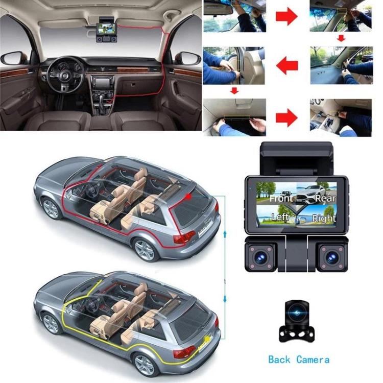 A9 HD Night Vision Dash Camera 360-Degree Parking Monitor With Mobile Phone Connection, Spec: Front+Left+Right