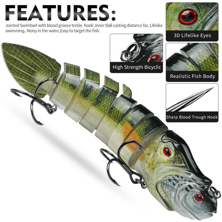 PROBEROS 8 Segment S-Swimming Hard Bait Multi-Jointed Swimbait Fishing Lures with 3D Eyes, Inner Rattle Ball  16.7cm/56.7g