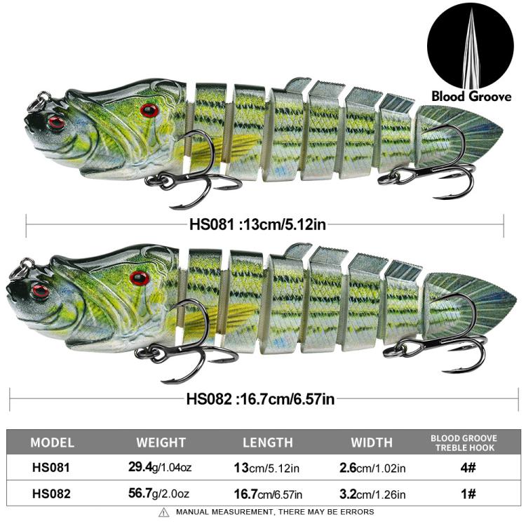 PROBEROS 8 Segment S-Swimming Hard Bait Multi-Jointed Swimbait Fishing Lures with 3D Eyes, Inner Rattle Ball  16.7cm/56.7g