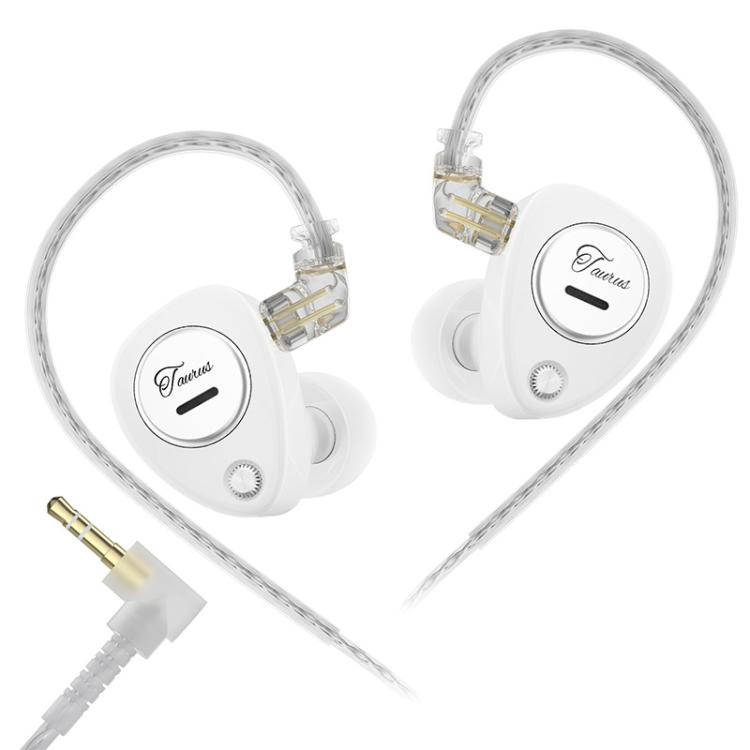 KZ Taurus 3.5mm Horizontal Dual Dynamic Driver Structure HiFi Quality 1.2m Wired Earphone, Color: White Standard