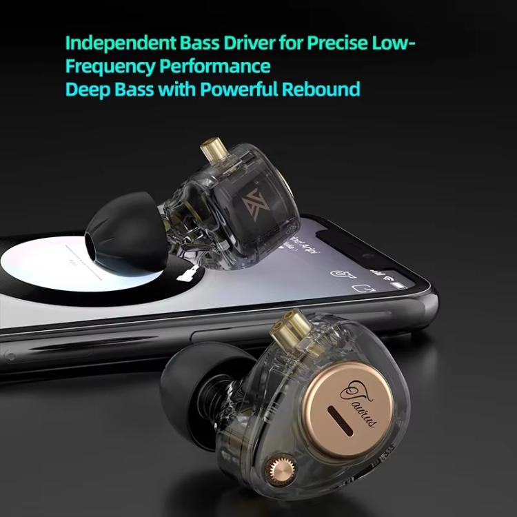 KZ Taurus 3.5mm Horizontal Dual Dynamic Driver Structure HiFi Quality 1.2m Wired Earphone, Color: Transparent Black
