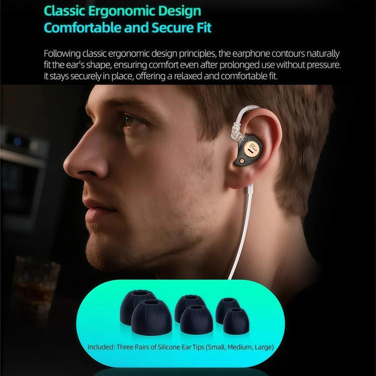 KZ Taurus 3.5mm Horizontal Dual Dynamic Driver Structure HiFi Quality 1.2m Wired Earphone, Color: Transparent Black