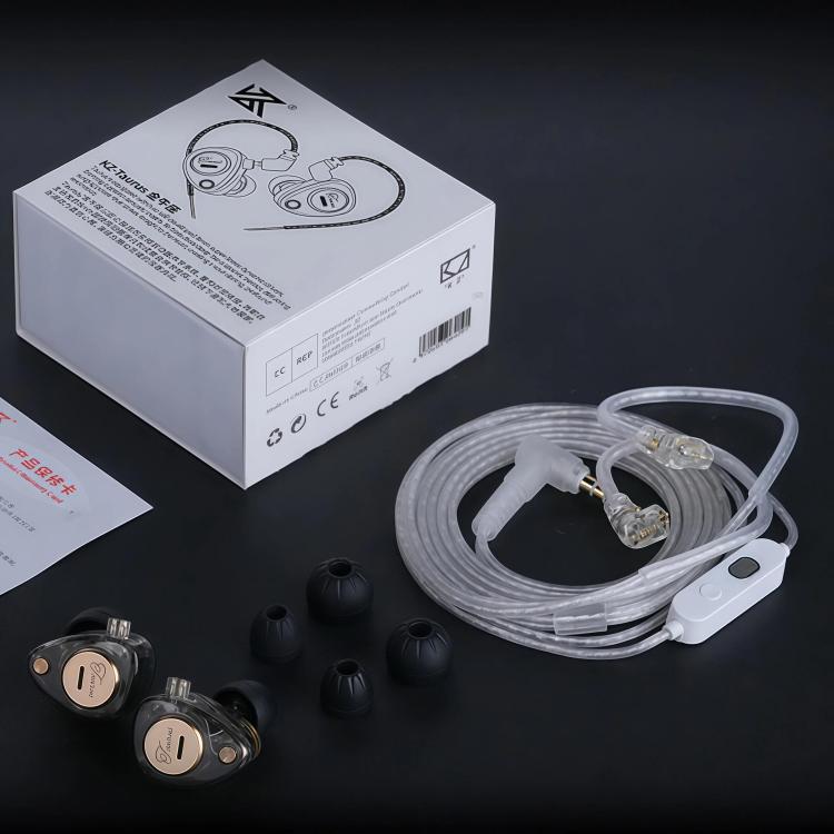 KZ Taurus 3.5mm Horizontal Dual Dynamic Driver Structure HiFi Quality 1.2m Wired Earphone, Color: White Standard