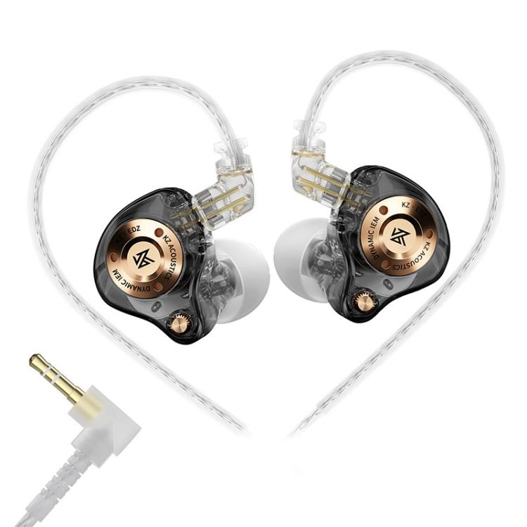 KZ EDZ Ultra-Wideband Ultra-Excursion Dynamic Driver+Dual-Stage Damping System 1.2m Wired Earphone, Color: Black 3.5mm