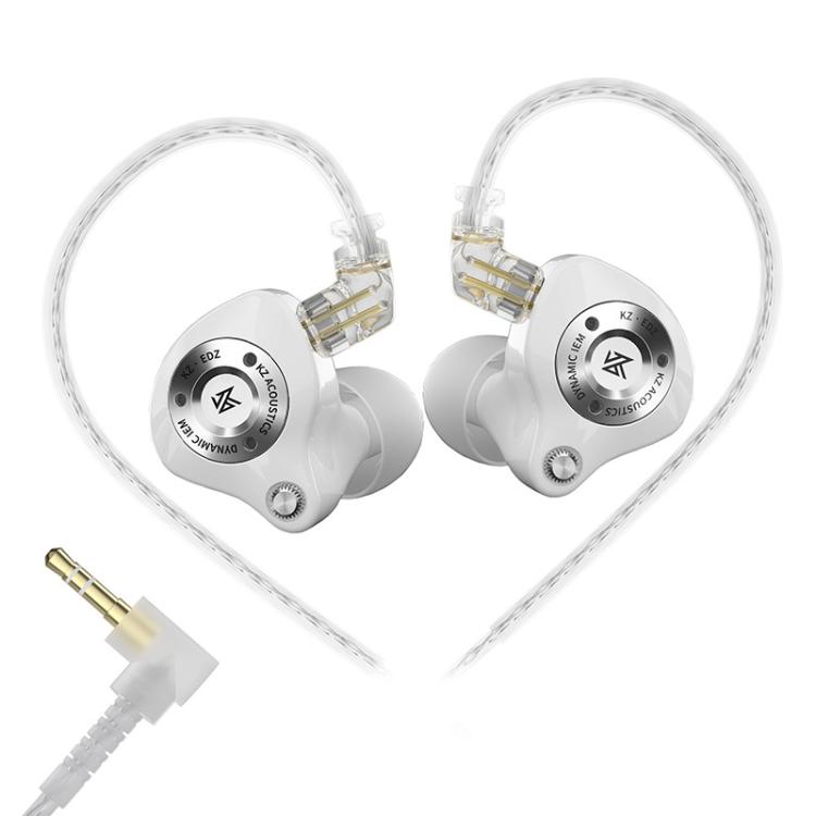 KZ EDZ Ultra-Wideband Ultra-Excursion Dynamic Driver+Dual-Stage Damping System 1.2m Wired Earphone, Color: White 3.5mm