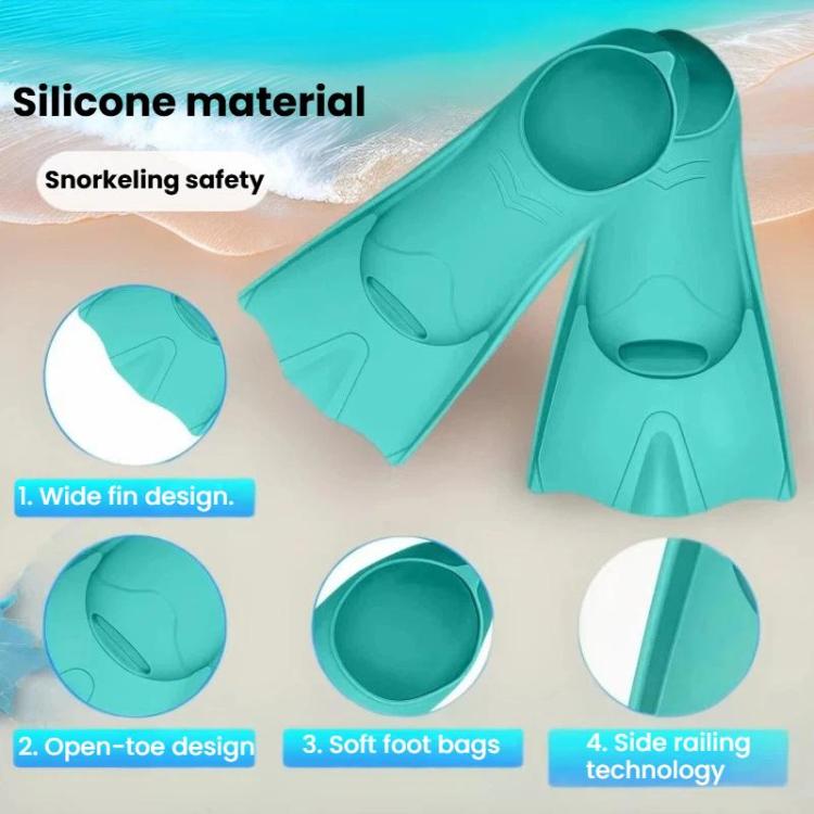 Swim & Dive Silicone Fins Long Flippers For Snorkeling & Water Sports, Size: 30-32