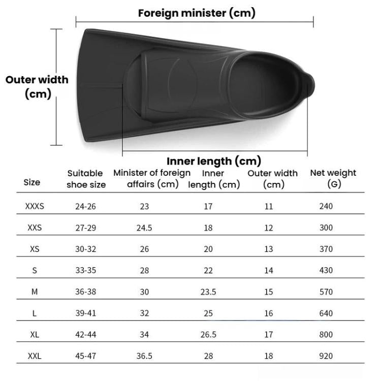 Swim & Dive Silicone Fins Long Flippers For Snorkeling & Water Sports, Size: 30-32