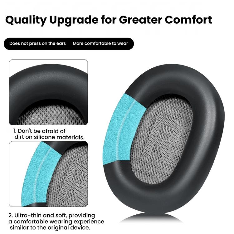 For Sony WH-1000XM5 Headphones 1pair Replacement Ear Pads Silicone Leather Ear Cushions - Black Mesh