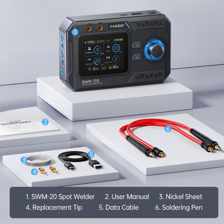 FNIRSI SWM-20 2.4 Inch Color Screen Handheld Dual Pulse Spot Welder With Welding Pen
