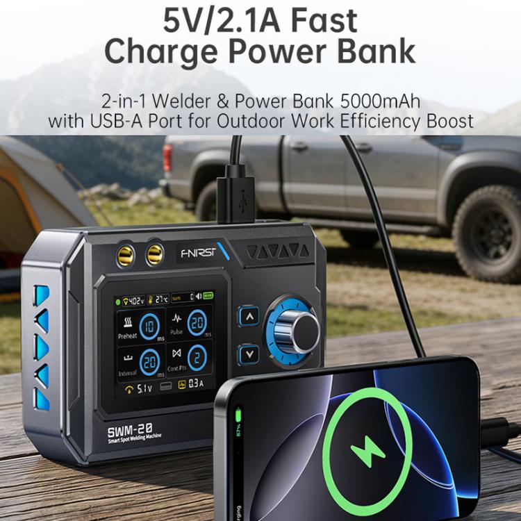 FNIRSI SWM-20 2.4 Inch Color Screen Handheld Dual Pulse Spot Welder With Welding Pen