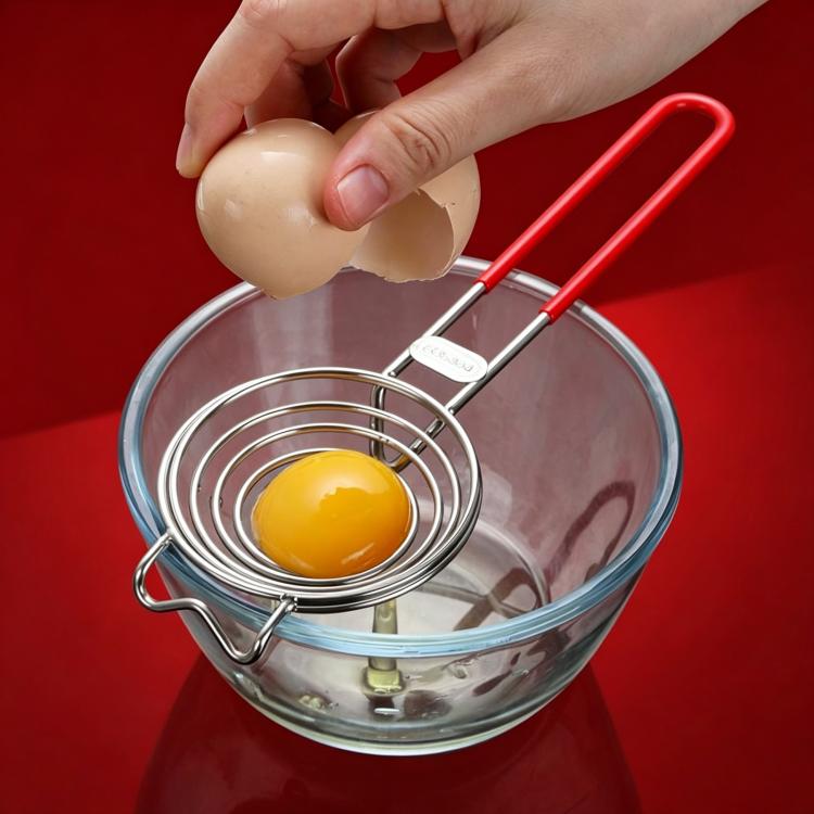 LsCook 304 Stainless Steel Spiral Egg White Separator Yolk Extractor Tool - Red