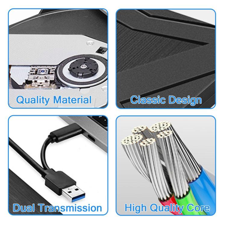 External DVD Drive USB 3.0 & Type-C Dual Interface Portable External Drive