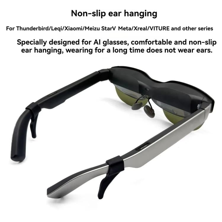 4pcs /Set Silicone Anti-Slip Ear Hooks for AI Smart Glasses Universal Comfort Eyeglass Ear Grips for Meta Ray-Ban, Xreal, Thunderbird - Black