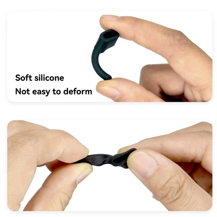 4pcs /Set Silicone Anti-Slip Ear Hooks for AI Smart Glasses Universal Comfort Eyeglass Ear Grips for Meta Ray-Ban, Xreal, Thunderbird - Black