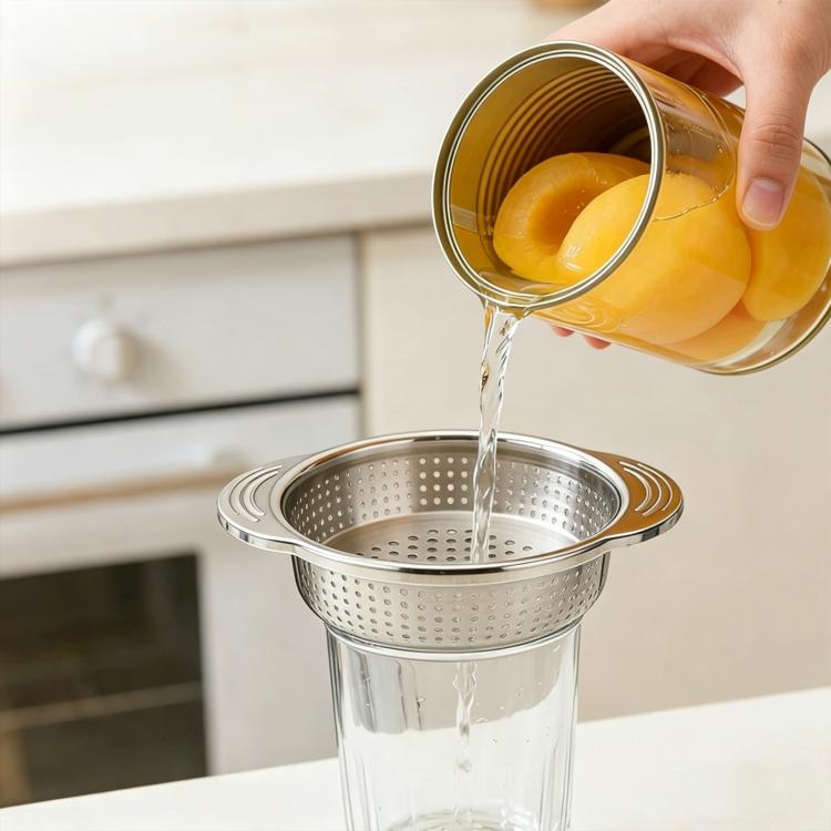 LsCook Kitchen 304 Stainless Steel Can Strainer Non-slip Dual-Handle Draining Tool - 8cm