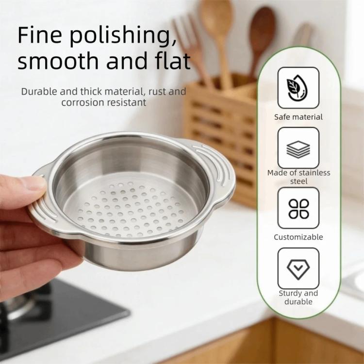 LsCook Kitchen 304 Stainless Steel Can Strainer Non-slip Dual-Handle Draining Tool - 8cm
