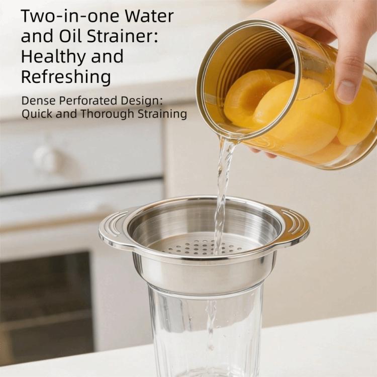 LsCook Kitchen 304 Stainless Steel Can Strainer Non-slip Dual-Handle Draining Tool - 8cm