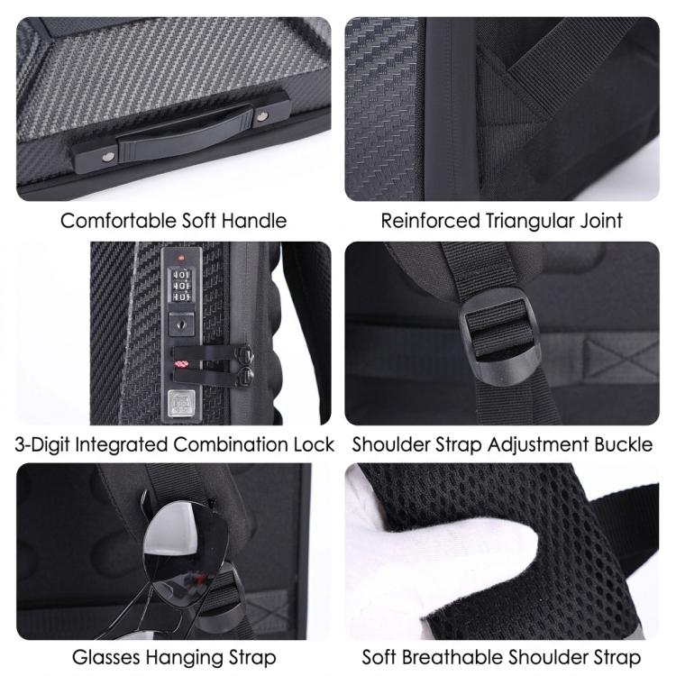 Hard Shell Laptop Backpack for Men 16inch Gaming Backpack with Combination Lock & USB Port