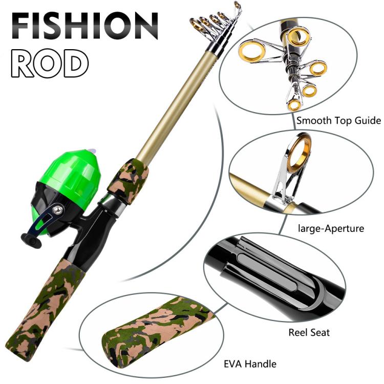 PROBEROS Fishing Rod and Reel Combo 6ft Telescopic Fishing Pole with Spincast Reel Portable Travel Fishing Full Kit with Carrier Bag SPIN Blue