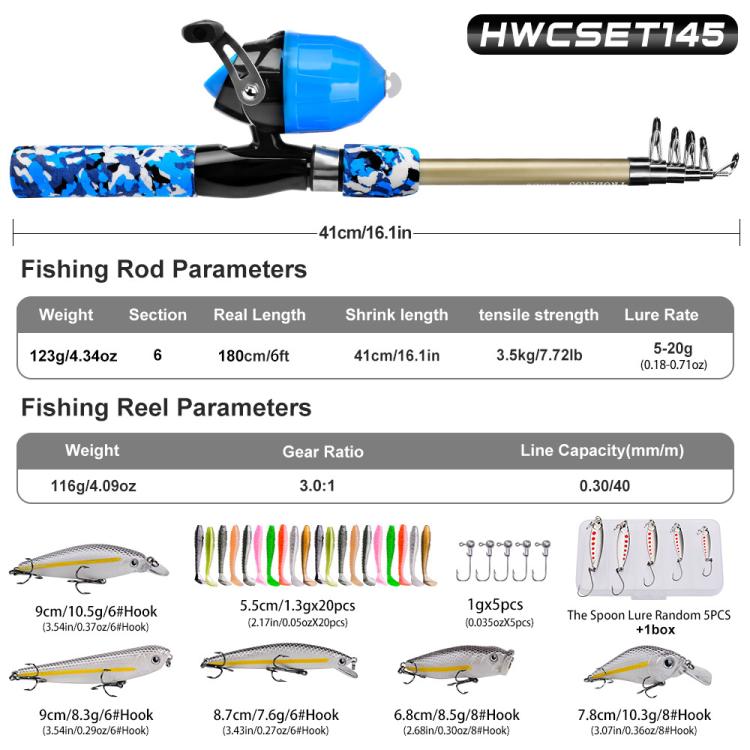 PROBEROS Fishing Rod and Reel Combo 6ft Telescopic Fishing Pole with Spincast Reel Portable Travel Fishing Full Kit with Carrier Bag SPIN Green