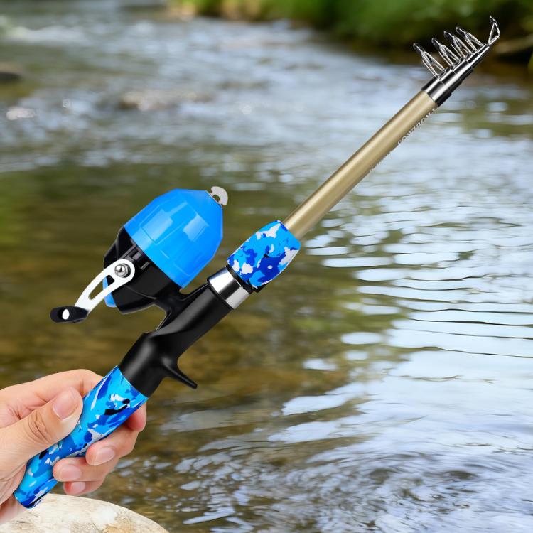 PROBEROS Fishing Rod and Reel Combo 6ft Telescopic Fishing Pole with Spincast Reel Portable Travel Fishing Full Kit with Carrier Bag SPIN Green