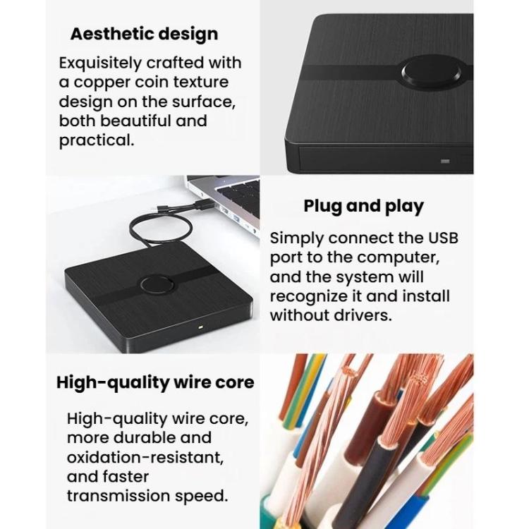 External DVD CD Writer Drive USB 3.0 & Type-C Portable Optical Disc Drive