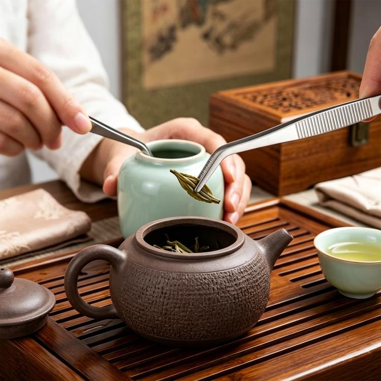 LsCook 20cm Extra Long Thick 401 Stainless Steel Tea Tongs Tea Tweezers