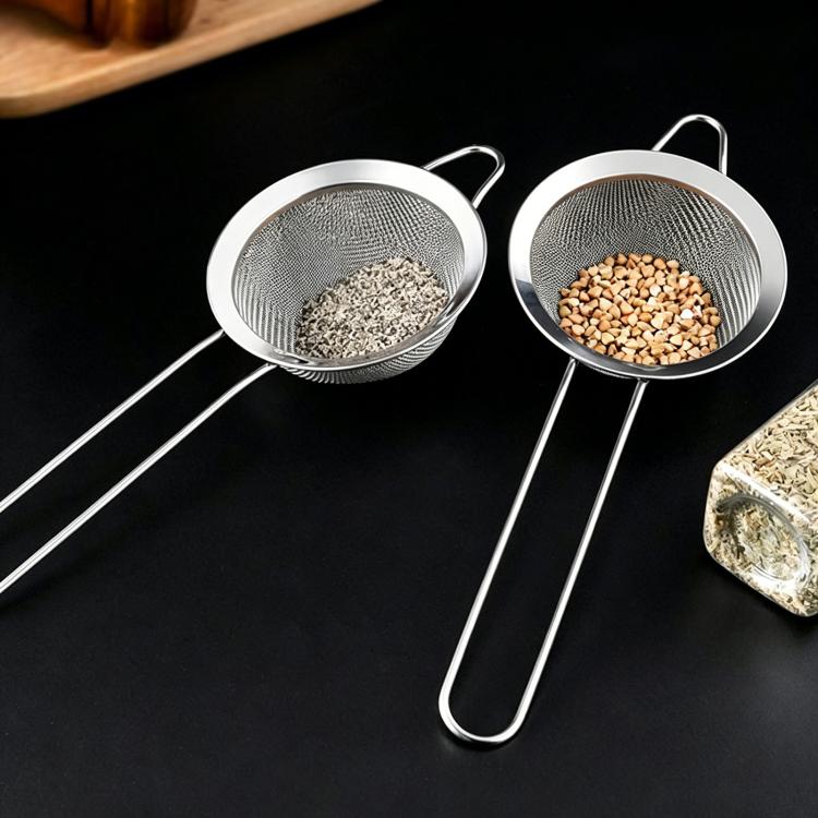 LsCook Round Base 304 Stainless Steel Milk Juice Mesh Strainer Ultra-Fine Kitchen Flour Sifter
