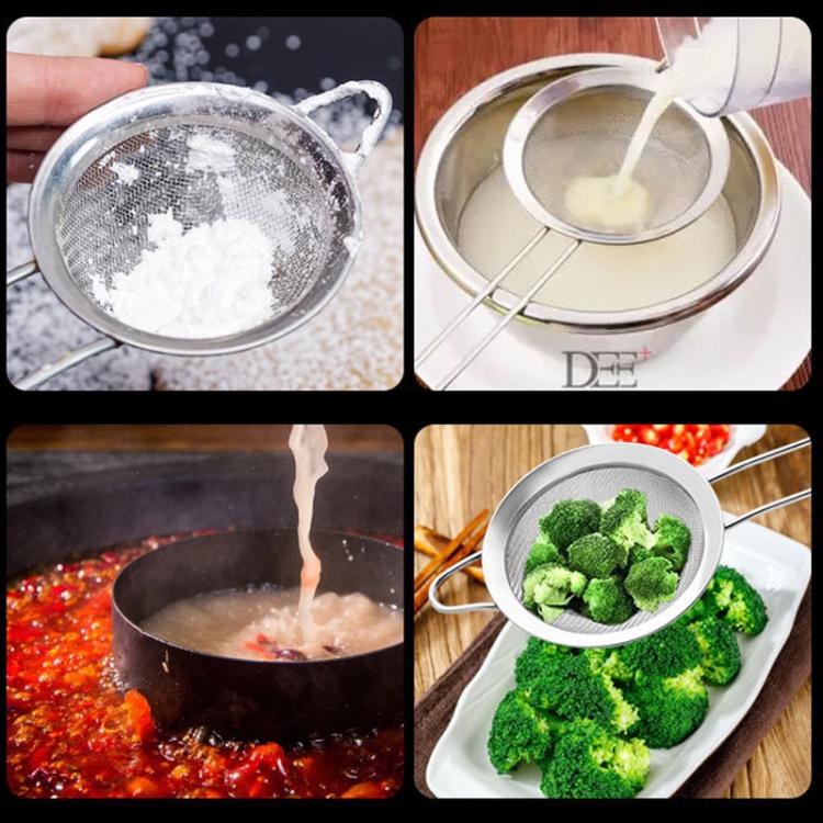 LsCook Round Base 304 Stainless Steel Milk Juice Mesh Strainer Ultra-Fine Kitchen Flour Sifter