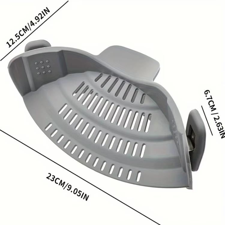 LsCook Silicone Pasta Strainer Wide Mouth Colander - Gray