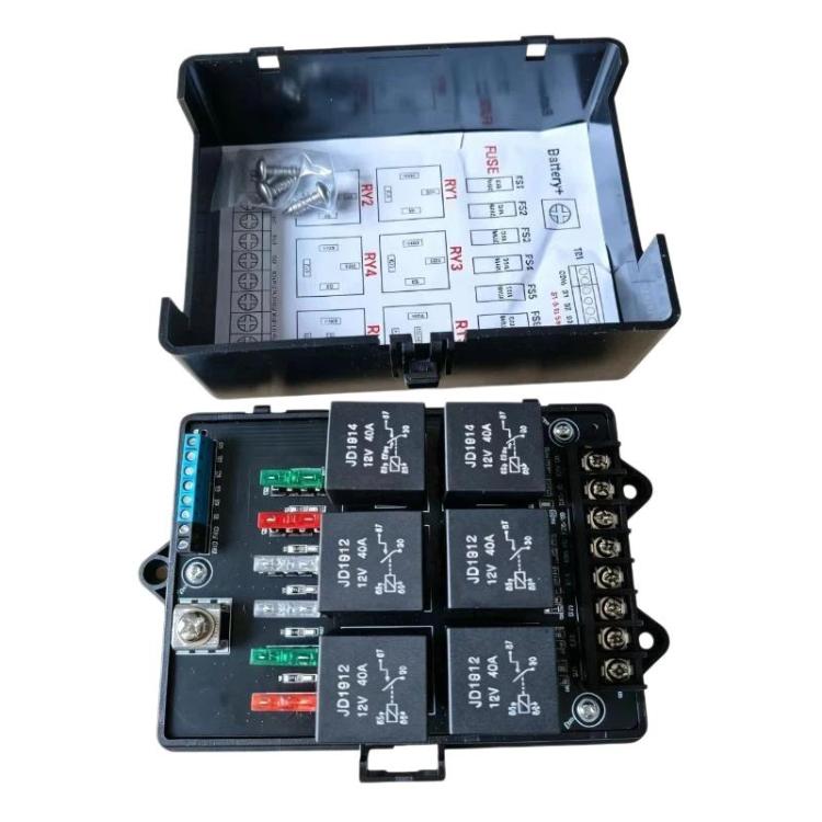 12V Universal Car Fuse Box 6-Way Relay Fuse Box With LED Indicator Light