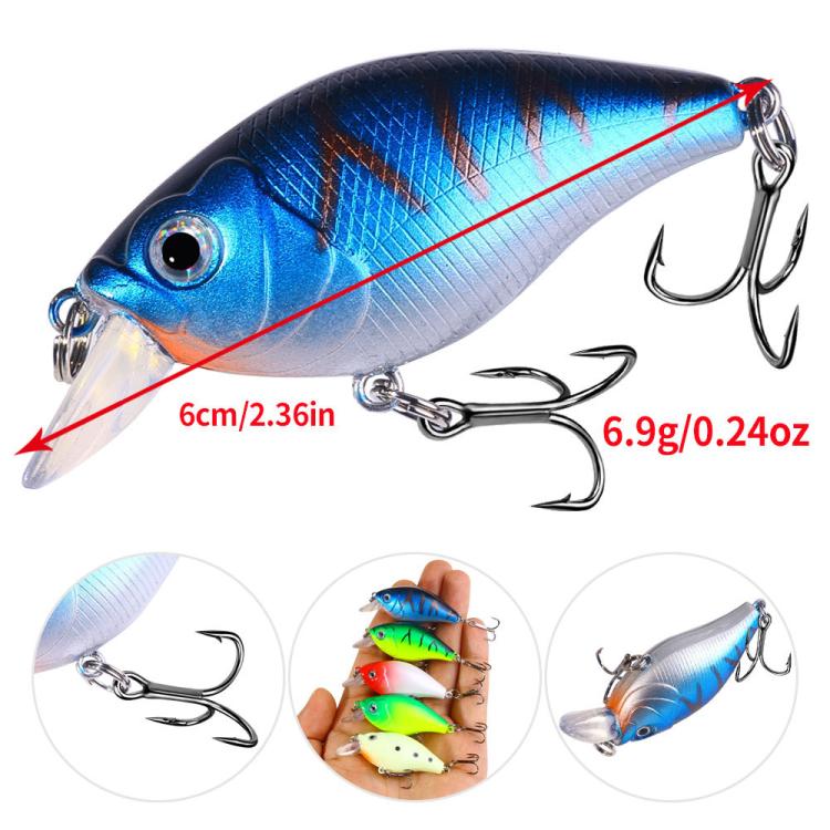 HENGJIA Deep Diving Fat Crankbait Fishing Lure Long Casting Hard Bait, Spec: 6cm 6.9g