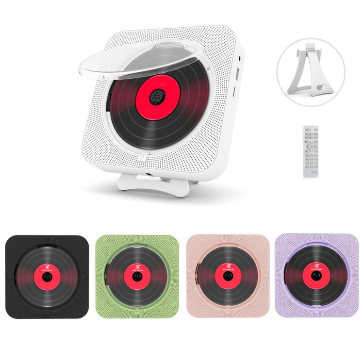 KUSTRON Home Wall-Mounted CD Player Bluetooth Speaker Music Player With Cover, Color: Pink