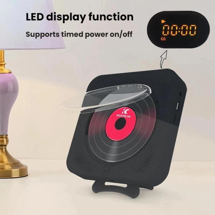 KUSTRON Home Wall-Mounted CD Player Bluetooth Speaker Music Player With Cover, Color: Purple
