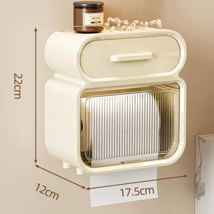 Waterproof Wall-Mounted Punch-Free Tissue Storage Rack For Bathroom & Washroom, Spec: Small White