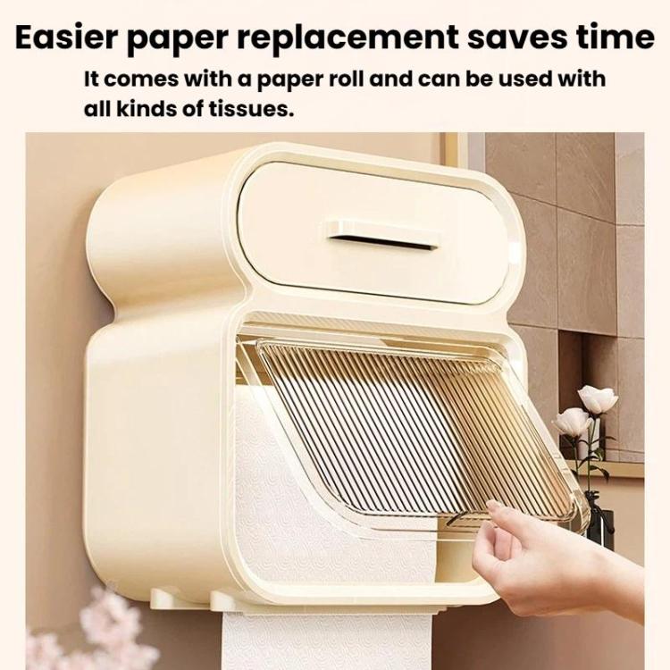 Waterproof Wall-Mounted Punch-Free Tissue Storage Rack For Bathroom & Washroom, Spec: Large White