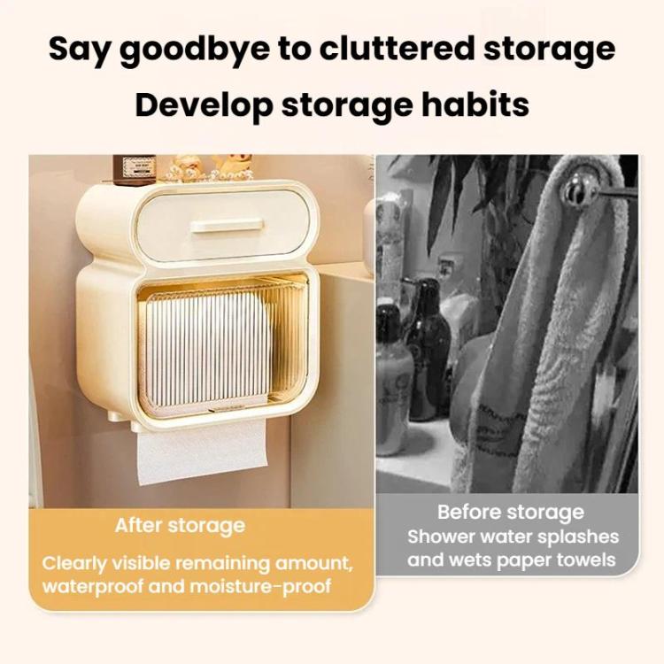 Waterproof Wall-Mounted Punch-Free Tissue Storage Rack For Bathroom & Washroom, Spec: Small White