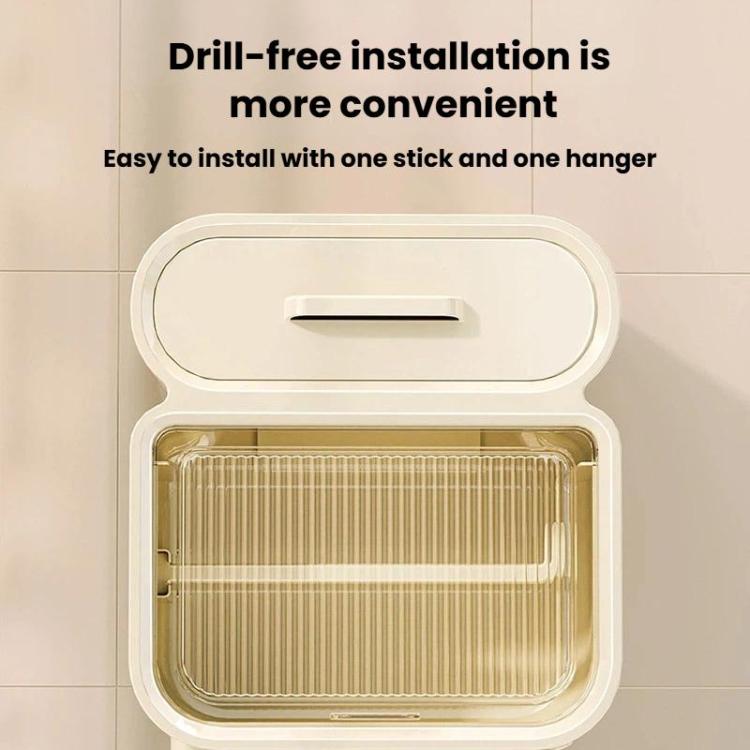 Waterproof Wall-Mounted Punch-Free Tissue Storage Rack For Bathroom & Washroom, Spec: Small White Gold