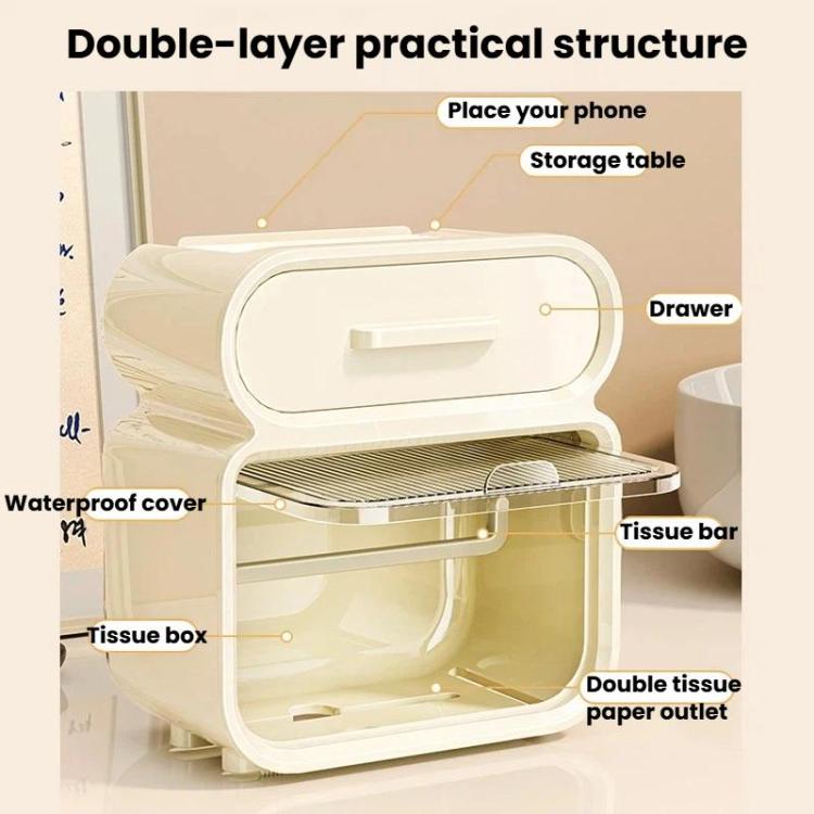 Waterproof Wall-Mounted Punch-Free Tissue Storage Rack For Bathroom & Washroom, Spec: Small White