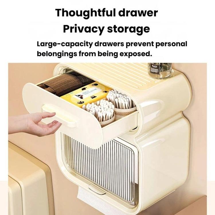 Waterproof Wall-Mounted Punch-Free Tissue Storage Rack For Bathroom & Washroom, Spec: Large White