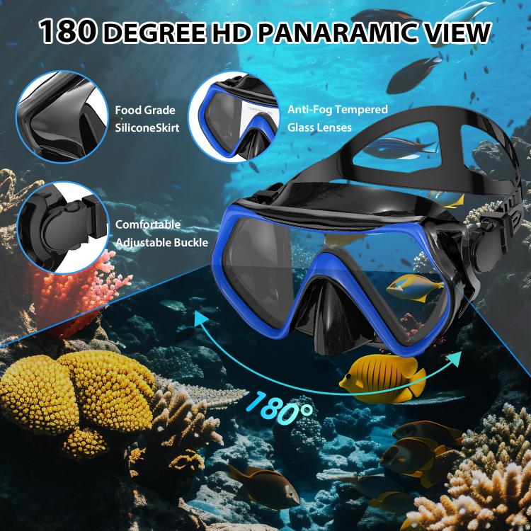 Snorkel Set for Adults 180-degree Panoramic View Diving Mask with Anti-Fog Lens Snorkeling Gear for Scuba Diving, Swimming