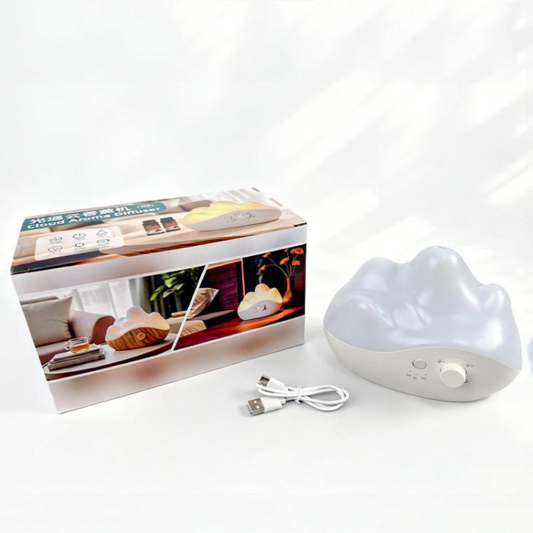 Cloud-shaped Dual-Fluid Aromatherapy Diffuser Waterless Pure Essential Oil Automatic Diffuser With Night Light No Essential Oils