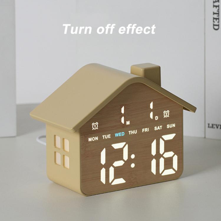 House-Shaped Digital Alarm Clock with Night Light Dual Alarms & Timer Function, 3-Level Brightness