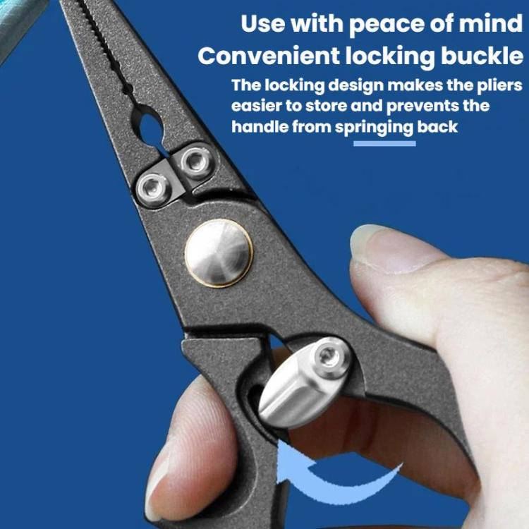 Stainless Steel Lure Pliers Multi-Function Fishing Pliers Hook Remover - Black Gray